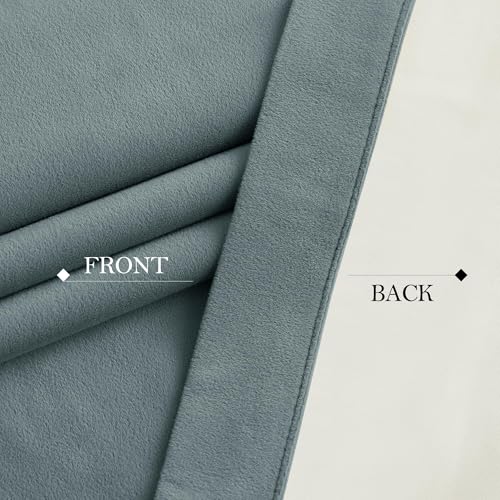 NICETOWN Stone Blue Velvet 100% Blackout Curtains 96 inch Long 2 Panels, 52 X 96 Energy Saving UV Protection Sun Blocking Window Treatments & Drapes for Bedroom Living Room and Nursery, 8 feet Length - color: 100% Blackout - Stone Blue, size: 52"W x 96"L