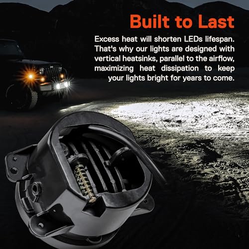 TRUE MODS 60W 4 Inch LED Fog Lights for 2007-2018 Jeep Wrangler JK JKU - size: JK + JL/JT Plastic Premium Bumper, style: No Halo | White
