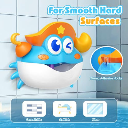 Bath Toys,Rechargeable Crab Baby Bath Toys Light Up Bath Bubble Machine with Colourful RGB Light Great Birthday Gift for Boys and Girls Toddler Toy for Kids Ages 1-3 4-8 - color: Blue (Rechargeable)