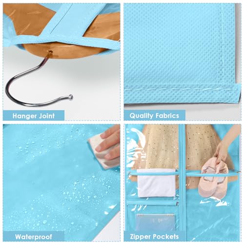 Univivi 40 Inch Dance Costume Garment Bags for Dancers, Blue, 4 Pack - color: Blue, size: 4 Pack