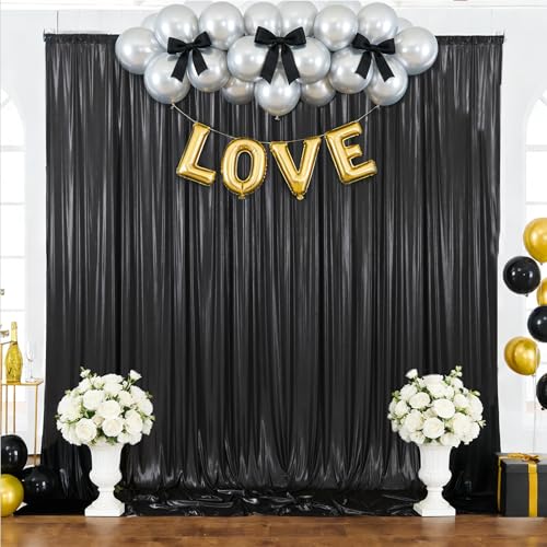 20x10ft Black Backdrop Curtains Glitter Sequin Photo Backdrop Curtain Fabric Black Shimmer Drapes Backdrop Bridal Baby Shower Wedding Birthday Party Photography Backdrops Photoshoot 5x10FT, 4 Panels - color: Black, size: 20 ft X 10 ft(4 Panels 5ft X 10ft)