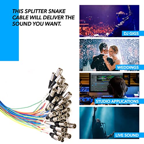 Seismic Audio - SARMSS-32x1515 - 32 Channel XLR TRS Combo Splitter Snake Cable - two 15' XLR trunks - size: 15 Foot x 15 Foot - 32 Channel