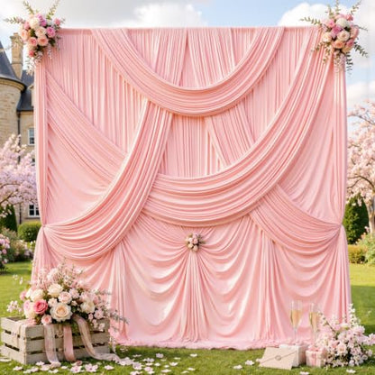 10ft x 12ft Blush Pink Backdrop Curtains for Wedding Parties - color: Blush Pink, size: W5' x H12'(2 panels)