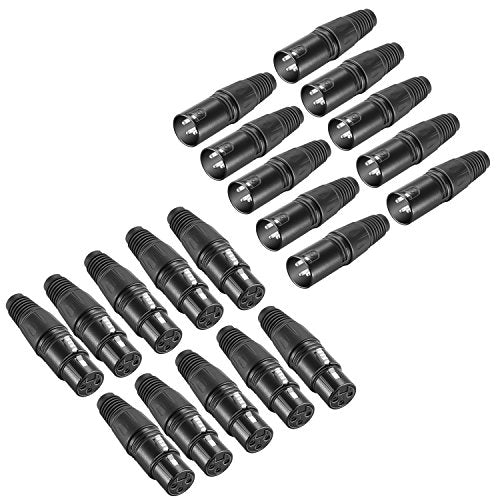 Neewer Micro Snake 3 Pin XLR Charger Connector 20pcs Audio Jack Microphone Connector with Charger Cable 10 Male and 10 Female Connectors Zinc Alloy - style: NC004A