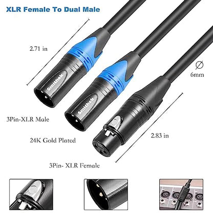 Smithok XLR Splitter Cable,Female to Dual Male Y Cable (XLR Splitter 1 Female to 2 Male),Balanced Microphone Splitter Cord Audio Adaptor - 1.6ft /0.5m - size: 1pack*1.6ft