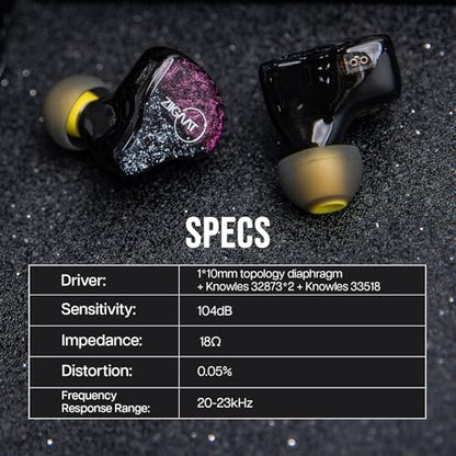 Linsoul ZiiGaat Odyssey 1DD+3BA Hybrid IEM in-Ear Monitor Earphone, 2Pin | Professional Sound Isolating Monitoring & Gaming Earbuds, with Detachable Cable for Bass-lovers Musician Audiophile
