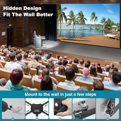 Outdoor Projector Screen with Stand 180 inch 16:9, Portable Projector Screen, 1.5 High Gain Fiberglass, Sturdy Backing, Wind-Resistant Movie Screen, Tripod/Wall Mounted, for Home Cinema/Backyard Party - size: 180 inch 16:9