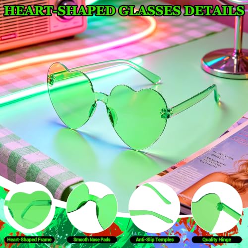 Short Bob Straight Hair Wigs with Bangs, Synthetic Fiber Colorful Hair, Heart-shaped Sunglasses for Women (Light Green) - color: Light Green