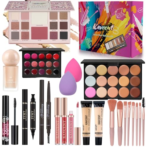 Makeup Kit for Women full Kit Makeup Set for Teens Girls Teenagers Eyeshadow Palette Foundation Makeup Gift Set for Women Makeup Kit for Teens - color: Medium