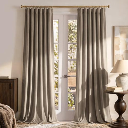RYB HOME Taupe Velvet Curtains 84 inches Long for Bedroom - color: Taupe, size: 52"W x 84"L (Pack of 2)