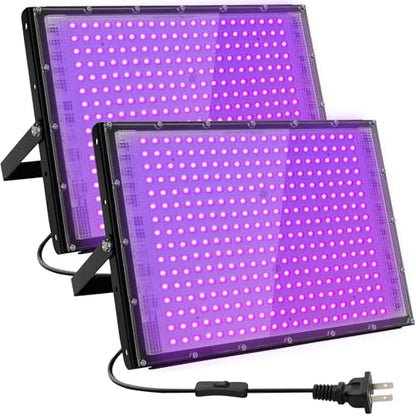 300W LED Black Lights for Glow Party, IP65 Waterproof UV Blacklight Floodlight 395nm Black Light Flood Lights Purple Blacklights Spotlight Fluorescent UV Light Lamp for Halloween Decor (2 Pack) - size: 300W
