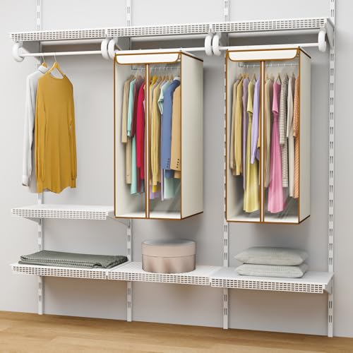 Univivi Garment Bags for Hanging Clothes, Cloth Bag 40 In, 2 PCS, Beige - color: Beige, size: 40"-2PCS