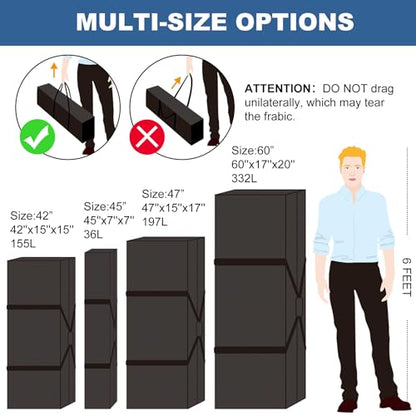 COOLBEBE 60" Sports Duffle Bag - 332L Extra Large Travel Duffel Luggage Bag | Upgrade Zipper, Sturdy & Water Resistant Long Duffle Bag for Camping Moving (Black 60inch) - size: 60" x 17" x 20"