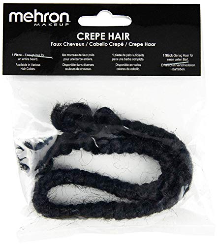 Mehron Makeup Crepe Hair - BLACK, Special FX Fake Hair - color: Black