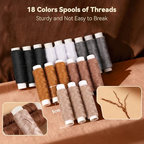 Coquimbo Leather Sewing Kit: 43pcs Needle and Thread Kit with Sewing Awl | Upholstery Repair Kit, Heavy Duty Sewing Tools for Car Seats, Bags, Shoes, Sofa, Tents, Carpets, Leather Crafts, DIY