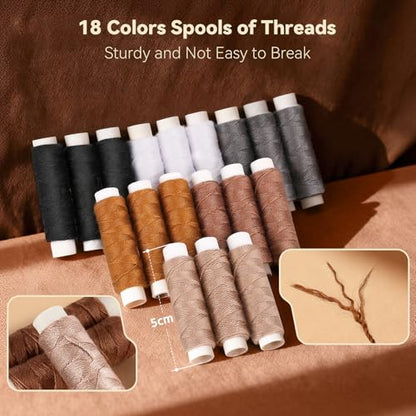 Coquimbo Leather Sewing Kit: 43pcs Needle and Thread Kit with Sewing Awl | Upholstery Repair Kit, Heavy Duty Sewing Tools for Car Seats, Bags, Shoes, Sofa, Tents, Carpets, Leather Crafts, DIY