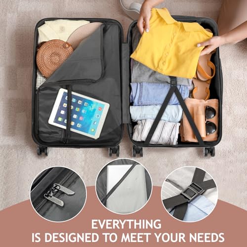 Karl home Luggage Set of 3 Hardside Suitcase Sets - Rose Gold (20/24/28) - color: Rose Gold, size: 3 Piece Set