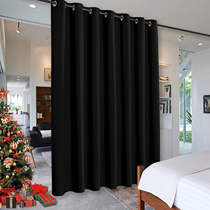 RYB HOME Extra Long Curtains for Home Theater Office Backdrop Dining Room - color: Black, size: 100"W x 144"L (Pack of 1)