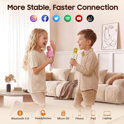 BONAOK Wireless Bluetooth Karaoke Microphone,3-in-1 Portable Handheld Karaoke Mic Speaker Machine Home Party Birthday for All Smartphones (Q37 Gold) - color: Gold