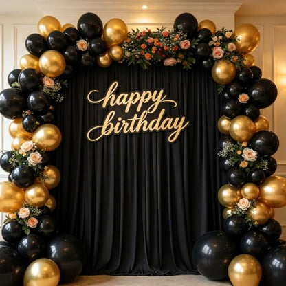 10x10ft Black Backdrop Curtain Drapes Wedding Party Photo Background | 2 Panels Wrinkle Free Black Polyester Backdrop Drapes Curtain for Birthday Bridal Baby Shower Graduation Photoshoot - color: Black, size: 5ft(W) x 10ft(H), 2 panels