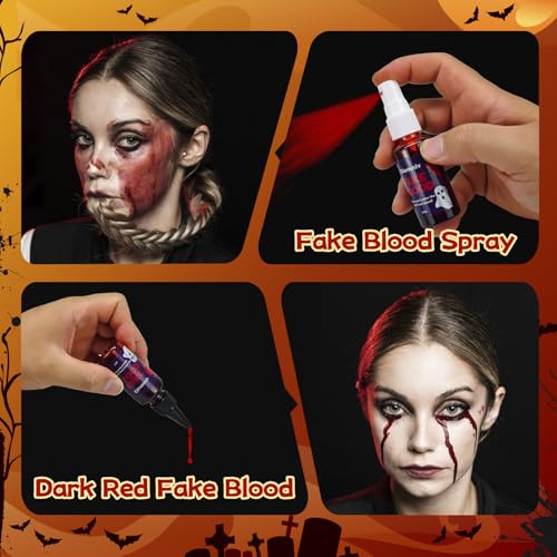 Oiomniv 23 Pcs Halloween Zombie Makeup Kit, SFX Face Painting Set - size: 23pcs bloody face paint kit