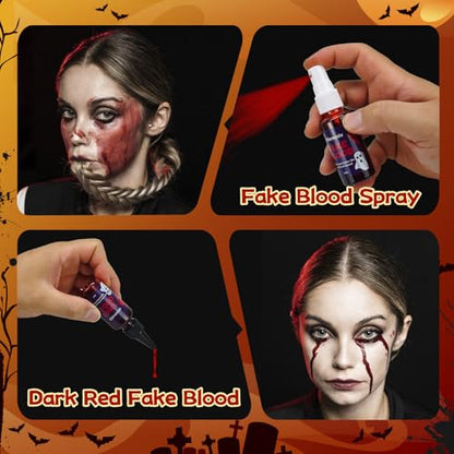 Oiomniv 23 Pcs Halloween Zombie Makeup Kit, SFX Face Painting Set - size: 23pcs bloody face paint kit