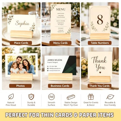 15Pcs 2.75x1.38 Inches Wood Table Number Stands, Wood Place Card Holders, Wooden Holders for Wedding, Ceremony, Birthday, Party, Home Decoration, Events (2mm Slots) - size: 15 Pcs- L 2.75"- Slots 2mm