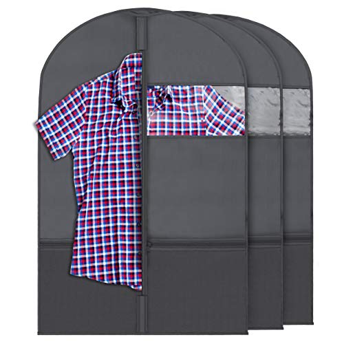 Plixio 36" Kids Garment Bags for Dance Costumes, Childrens Hanging Clothes - color: Black, size: 3 Pack : 36"