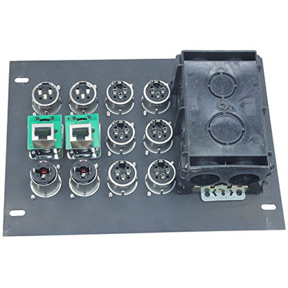 FBL12+AC Recessed Floor Box With 6 XLR Female, 2 XLR Male, 2 Ethernet, 2 TRS + Duplex AC (Pre-wired: 100' Wires) - color: Pre-wired: 100' Wires