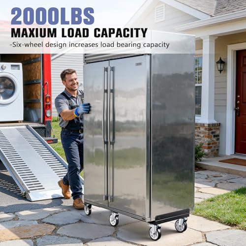 KEDSUM Moving Dolly with 5" All Terrain Wheels, 2000LBS Heavy Duty Dolly Cart with 100% Thicken Steel Frame, Expandable Furniture Dolly Up to 43.7" Wide, Used for Heavy Appliance, Building Materials - size: 5" wheel