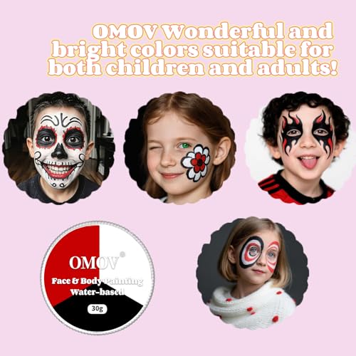 Clown Black White Red Face Paint (1oz) Non-Toxic,Water Based Professional 3 in1 Body Paint, Halloween Makeup Kit Face Paint Vampire, Devil , Cosplay Costume Joker SFX Zombie Face Painting Makeup - color: Black White Red-30g