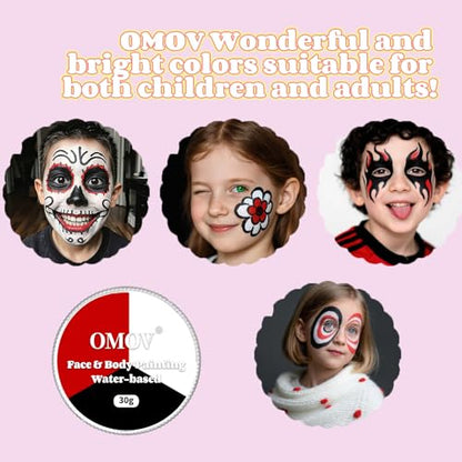 Clown Black White Red Face Paint (1oz) Non-Toxic,Water Based Professional 3 in1 Body Paint, Halloween Makeup Kit Face Paint Vampire, Devil , Cosplay Costume Joker SFX Zombie Face Painting Makeup - color: Black White Red-30g