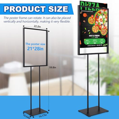 2 Pcs 22" x 28" Twin Pole Bulletin Sign Holder Floor Stand Heavy Duty Floor Standing Poster Display Stand Black Display Poster Holder with Rectangular Base for Outdoor Indoor Store Business - size: 22 x 28 Inch