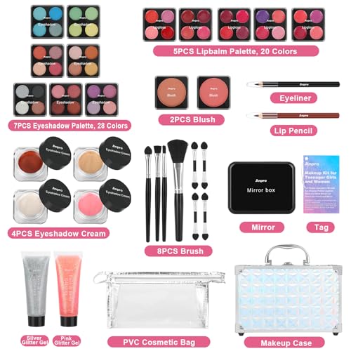 Anpro All-In-One Makeup Kit for Girls 10-12, Teen Makeup Set, Mermaid Case - color: Mermaid Color