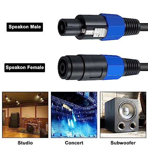 Poyiccot Speakon to Speakon Cables 3.3ft, Speakon Extension Cables, 18AWG Speaker Male to Female Wire Audio DJ Cord for Loudspeaker Amplifier Copper Cord with Twist Lock