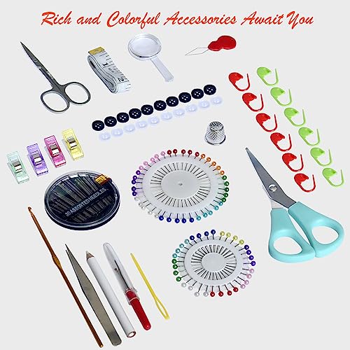 LE PAON Sewing Kit with Case Portable Sewing Supplies for Home Traveler, Adults, Beginner, Emergency, Contains 24 Sewing Thread, Scissors, Needles, Measure etc