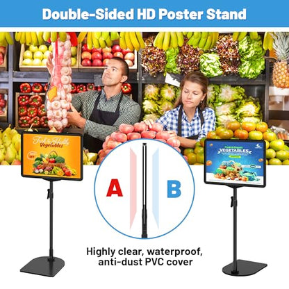 4Pack Sign Stand for Display 8.5 x 11, Adjustable Poster Stand for Table Top & Floor, Floor Standing Sign Holder, Signage Stands for Business, Tradeshow, Store, Farm Display Stands - size: 4 Pack, 8.5 x 11 inch