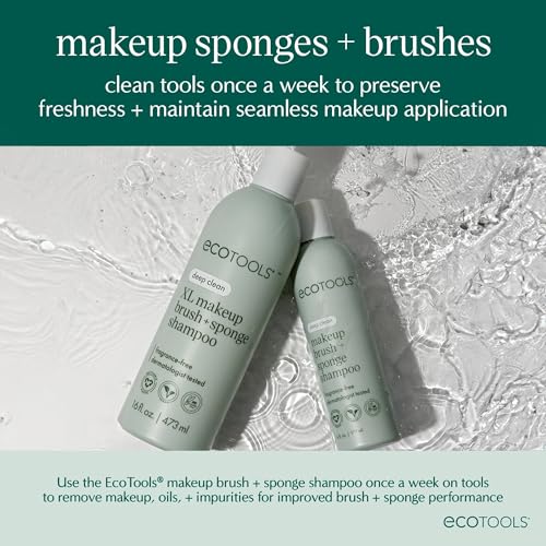 EcoTools On-The-Go Makeup Brush Kit, Travel Makeup Brush Set | Easy touch-ups anywhere with travel makeup brushes for face and eyes, mini makeup brushes with synthetic hair, plus brush bag - size: 4 Piece Set