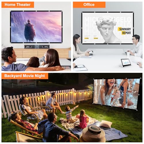 Portable Projector Screen 120 inch Movie: Outdoor Projection Screens 4K HD Foldable Anti-Crease Indoor Hanging Wall Home Theater