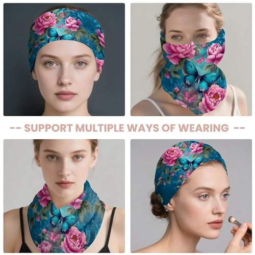 Art Owl Women's Slouchy Beanie Hat Cute Turban Hats Cancer Headwear Caps Baggy Skull Sleep Scarf - color: Pink Flower Butterfly
