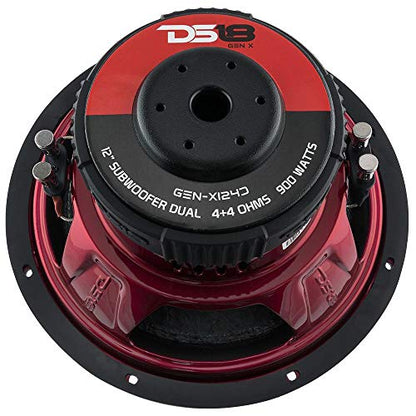 DS18 GEN-X124D Subwoofer in Black - 4 Layer Black Aluminum Voice Coil, 12", 900W Max Power, 450W RMS, Dual 4 Ohms - Powerful Car Audio Bass Speaker (1 Speaker) - style: 12-Inch