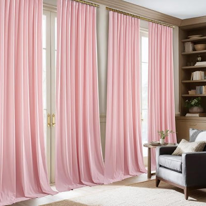 NICETOWN Pink Velvet Curtains 84 inch Long 2 Panels for Girls, Baby Pink - color: Baby Pink, size: 52"W x 84"L (Pack of 2)