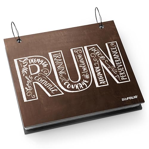 Gone For a Run BibFOLIO Race Bib Album - Inspire To Run - 9.5x8 | Wood Cover, Twist Cable Rings, Race Bib Holder, Holds Up to 100 Bibs, Includes 12 Vinyl Sleeves, Marathon Runner Gift - color: Inspire to Run