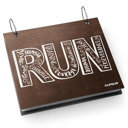 Gone For a Run BibFOLIO Race Bib Album - Inspire To Run - 9.5x8 | Wood Cover, Twist Cable Rings, Race Bib Holder, Holds Up to 100 Bibs, Includes 12 Vinyl Sleeves, Marathon Runner Gift - color: Inspire to Run