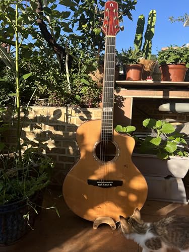 Wooden Guitar Stand Put it anywhere Portable Bamboo Stand for Acoustic Guitar Wooen Folk Guitar Rack (Large)