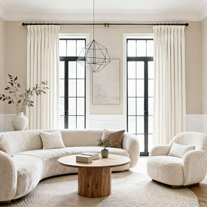 Pinch Pleated Beige White Velvet Curtains Luxury Fabric 84" Long Thermal Insulated Room Darkening Velvet Drapes 84 inch Length 2 Panels Set Modern Elegant Warm Winter Bedroom Window Curtain Ivory - color: Beige White, size: 40"W x 84"L (Pack of 2)