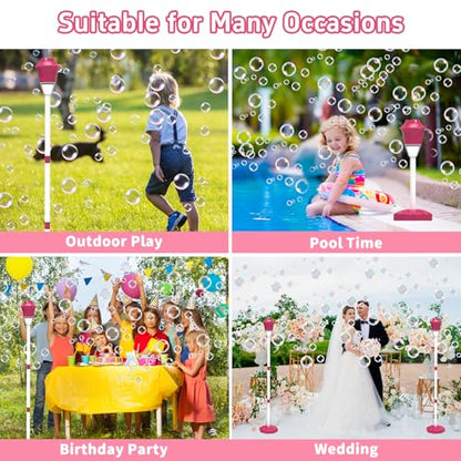 Infowush Bubble Machine for Kids, Automatic Standing Bubble Maker Machine | Height Adjustable Up to 47 Inches, Outdoor Battery Bubble Machine with Light/Music for Toddlers, Birthday Party Gifts (Red) - color: Red