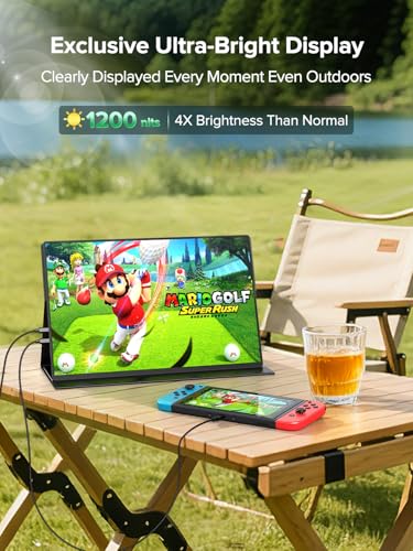 Newsoul 4K Portable Monitor 1200Nits Ultra Bright 16'' Laptop Monitor 145% sRGB 2000:1 Contrast Matte Screen with USB-C HDMI VESA, Slim External Screen with Protective Case for PC/Phone/Game Console - size: 16 Inches