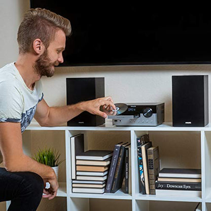 Philips Bluetooth Stereo System for Home with CD Player, Bluetooth 5.4 & Auracast, Upgraded 80W Stereo Sound, MP3, USB, Audio in, FM Radio, Bass Reflex Speaker, Remote Control Included - size: 80W Stereo System