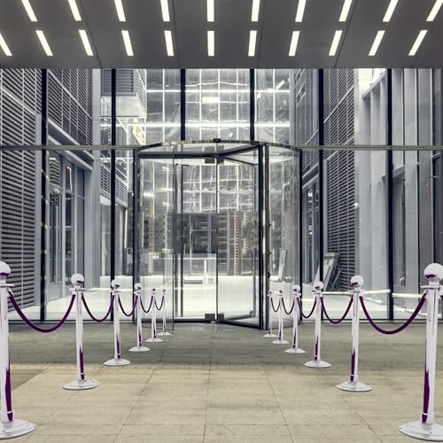 5 Feet Purple Velvet Hanging Ropes with Silver Polished Hooks(1PCS) | Crowd Control Stanchion Ropes fit for Movie Theaters,Church,Restaurants,Hotels,Grand Openings, Concert venues - color: Purple-5 Feet-Silver Plated Hooks-1PCS